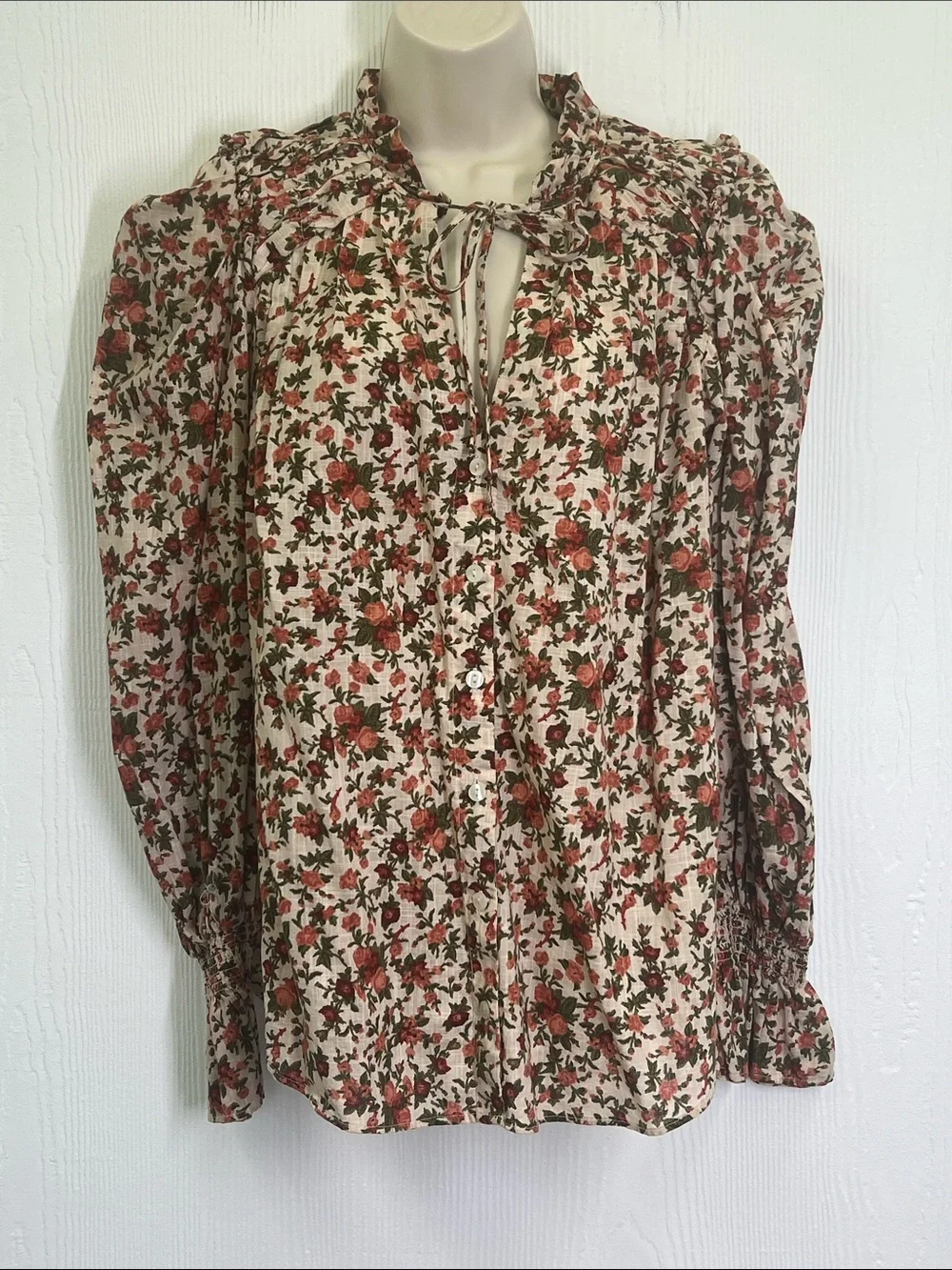 Free People - Meant To BE Vintage Floral Long Sleeve Button Down Blouse Size M